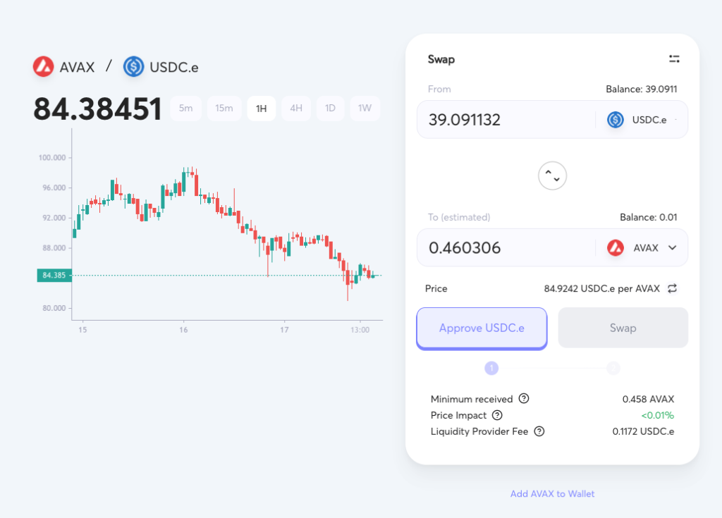 Trade USDC For AVAX in Canada