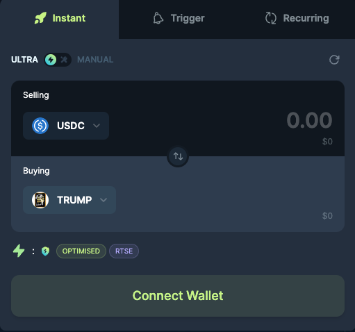 Buy $TRUMP in Canada using Jupiter
